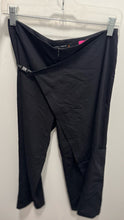 Load image into Gallery viewer, Cop Copine Black Poly wide leg asymmetrical  layering strap accent Pant, Size 36
