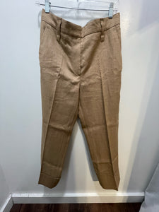 Brunello Cuccinelli Sand Linen Blend Slack style cuffed Pant, Size 6