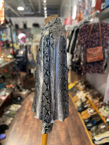 Khaite grey and brown Silk Snakeskin Print Longsleeve Button Up Top, Size 2