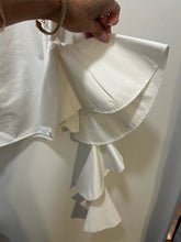 Load image into Gallery viewer, Ellery White swirled sleeve Cropped dramatic Top

