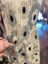Load image into Gallery viewer, Alquema Black, White &amp; Gray Poly floral crinkle midi tank Dress
