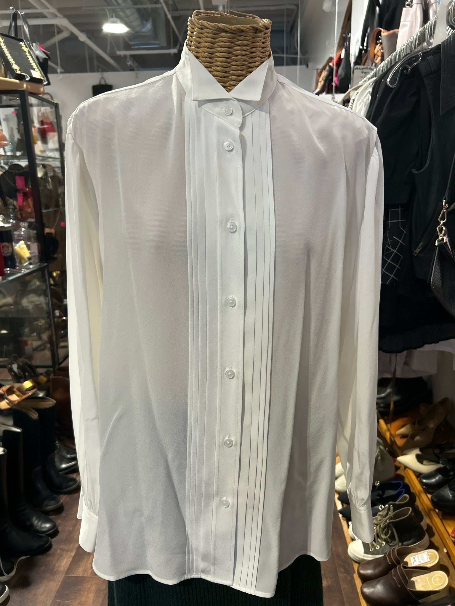 The Kooples White Silk Button up longsleeve Top