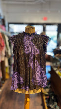 Load image into Gallery viewer, Ulla Johnson Brown &amp; Purple Silk Blend Abstract sheer Top
