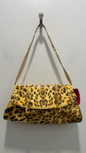 Load image into Gallery viewer, Stuart Weitzman Yellow patent leather Leopard Size Medium shoulder Purse
