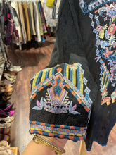 Load image into Gallery viewer, Johnny Was Black Rayon floral embroidery Longsleeve button Top, Size XL
