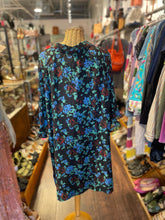 Load image into Gallery viewer, Ganni Black Polyester Floral ruffled front Tie Front Dress, Size 42
