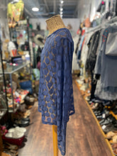 Load image into Gallery viewer, Krista Larson Blue Nylon Circles mesh longsleeve Top, Size One Size
