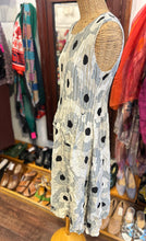 Load image into Gallery viewer, Alquema Black, White &amp; Gray Poly floral crinkle midi tank Dress
