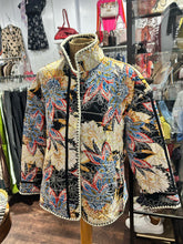 Load image into Gallery viewer, Avec Les Filles black, multicolor Cotton Blend quilt pattern Coat, Size M
