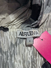 Load image into Gallery viewer, Alquema Black, White &amp; Gray Poly floral crinkle midi tank Dress
