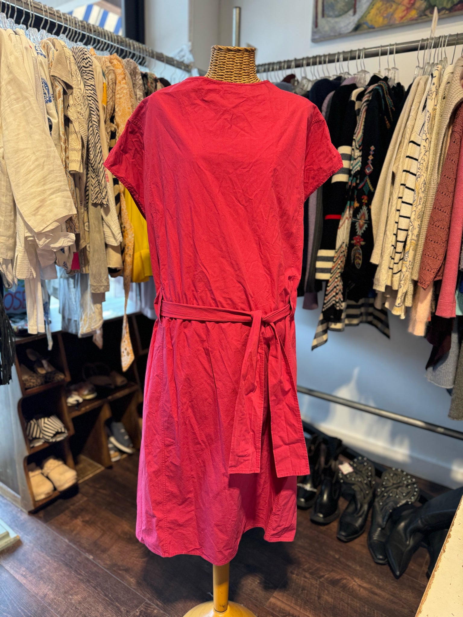 too good Raspberry Cotton With Belt Dress