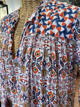 Load image into Gallery viewer, Roller Rabbit White, blue &amp; red Cotton Floral Tassel Tie Dress, Size M
