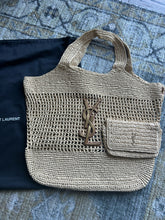 Load image into Gallery viewer, Saint Laurent Natural Raffia Logo Large Purse, duster included
