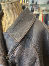 Load image into Gallery viewer, Michael Hoban Brown genuine leather worn in look belted Jacket, AS IS tear in lining, Size L
