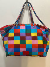 Load image into Gallery viewer, Valentino multi color Nylon Checkered Large Tote W/Gold Studs, AS IS
