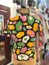 Load image into Gallery viewer, nooworks multi color Cotton Blend Abstract Mock Collar short sleeve Top
