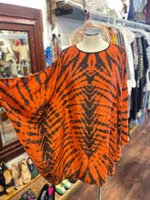 Load image into Gallery viewer, Raquel Allegra Orange &amp; Brown 100% silk sheer tye dye Dress
