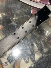 Load image into Gallery viewer, Moschino Black Leather W/ gold Lettering accent Belt, Size 40
