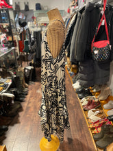 Load image into Gallery viewer, Krista Larson ivory &amp; black Satin Floral assymetrical hem Dress, Size One Size
