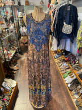 Load image into Gallery viewer, Biya Johnny Was Brown &amp; Blue Mesh embroidered Layered Dress, Size M
