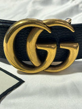 Load image into Gallery viewer, GUCCI Black + Brown gold hardware double G Reversible Belt,Size 38 w/ duster
