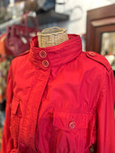Load image into Gallery viewer, Burberry Red Poly waterproof Zip Up cinched detail Jacket, Gently Worn, Size L
