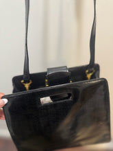 Load image into Gallery viewer, Salvatore Ferragamo Black Leather shiny shoulder bag Vintage Purse
