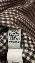 Load image into Gallery viewer, Ann Mashburn white and brown Cotton Gingham Boatneck side slit Top, Size M
