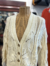 Load image into Gallery viewer, jenni kayne Cream Cotton Cable Knit brown buttons cardigan Sweater
