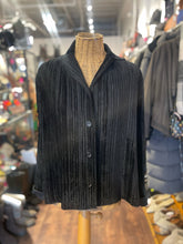 Load image into Gallery viewer, Issey Miyake Black Velvet Button Up Longsleeve Top, Size 2=M
