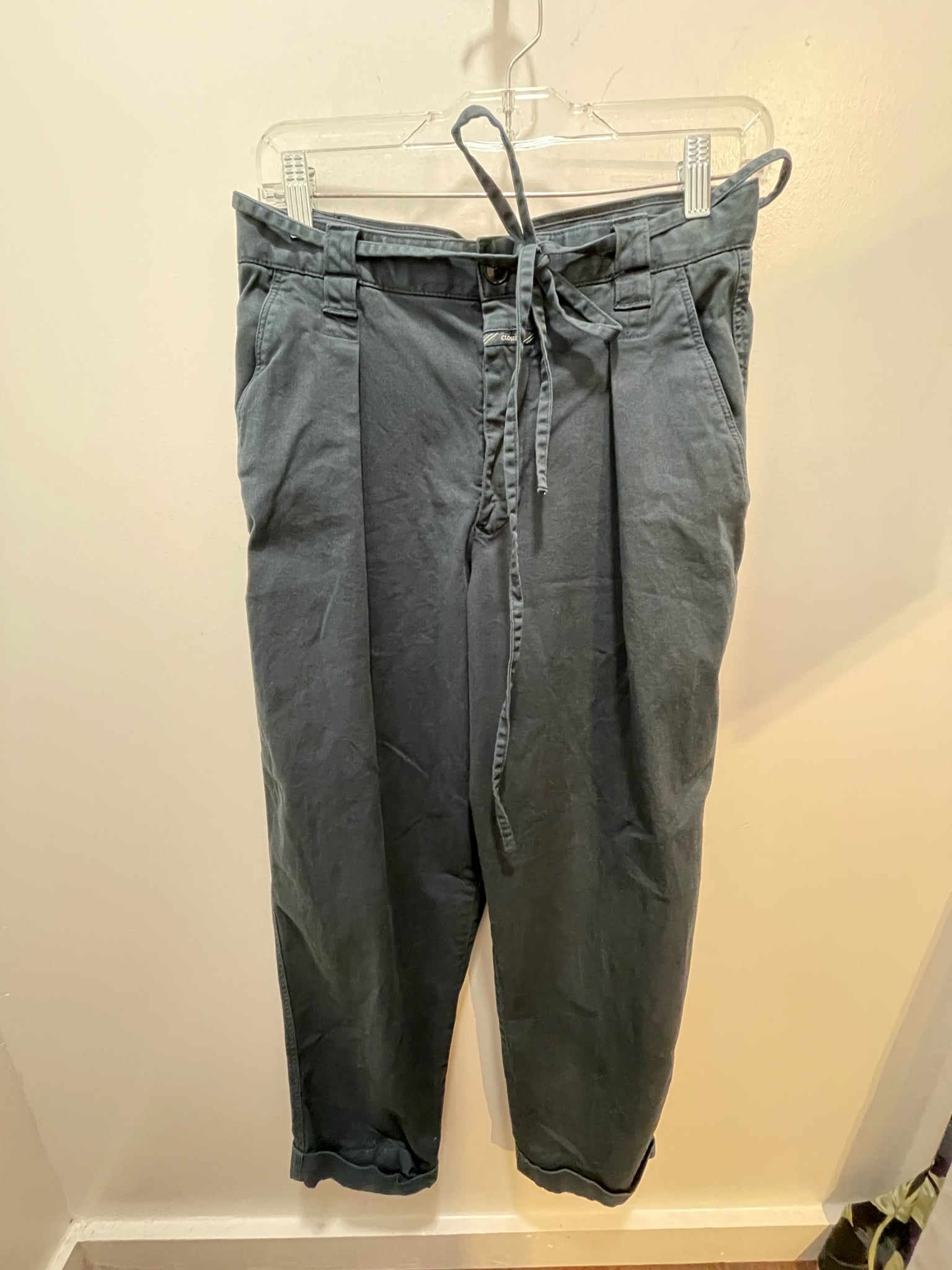 CLOSED Deep Teal Cotton Wide Leg Pant, Size 27