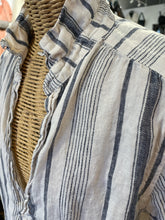 Load image into Gallery viewer, CP Shades beige &amp; blue Linen Stripe Tunic style Top, Size M
