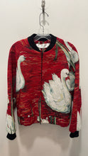 Load image into Gallery viewer, Victoria,Victoria Beckham green, white&amp;red Acrylic Blend swan Bomber Jacket, Size 4
