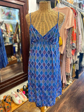 Load image into Gallery viewer, Matta Blue multi Cotton &amp; Silk Babydoll tank Dress
