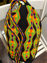 Load image into Gallery viewer, Miss Mochila black/green multi Woven tribal Drawstring Carryall
