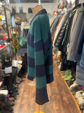 Load image into Gallery viewer, GOOP navy &amp; green Wool striped Knit Sweater, Size M
