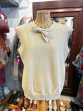 Load image into Gallery viewer, Frances Valentine Gold Wool Blend glitter Bow Tie knit Top, Size XL
