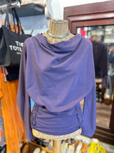 Load image into Gallery viewer, European Culture Purple scoop neck Longsleeve ruching Top
