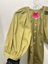 Load image into Gallery viewer, STAUD olive Green Cotton Blend button down puff sleeve Dress, Size XS

