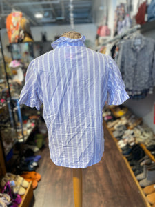 Mille Purple & White Cotton Stripe Button up Top, Size S