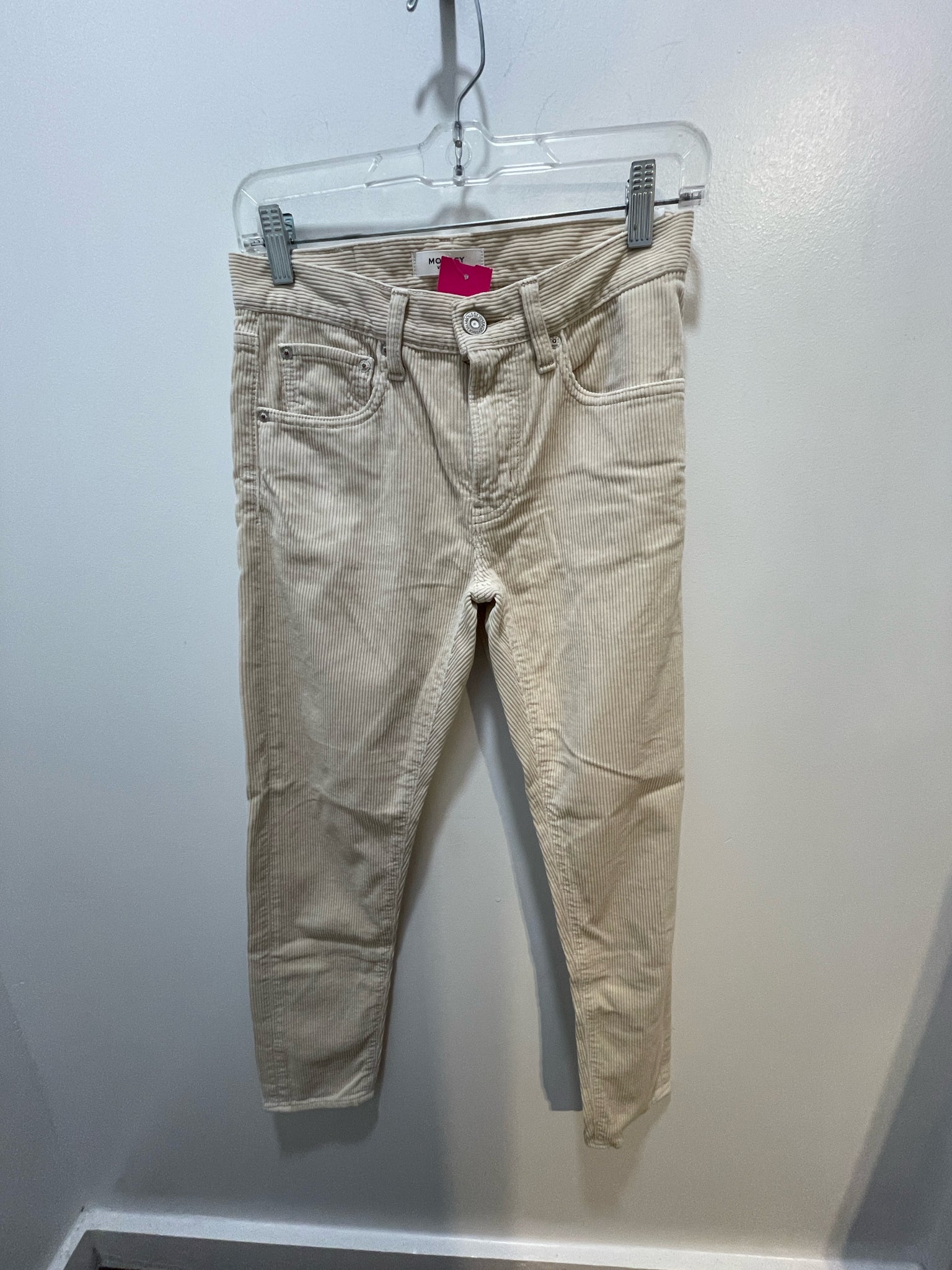 Moussy White Cotton Corduroy Pant, Size 24