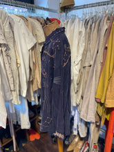 Load image into Gallery viewer, Johnny Was Navy cupra/rayon embroidered Button up Top, Size XS
