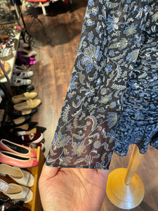 Veronica Beard Black Silk Floral ruched Dress, Size 4