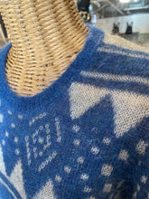 Load image into Gallery viewer, Isabel Marant Etoile Blue &amp; Gray Mohair blend Geometric Longsleeve Fuzzy Sweater

