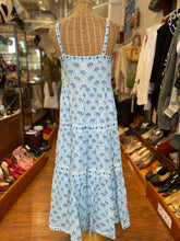 Load image into Gallery viewer, Oliphant White &amp; Blue Cotton Print Maxi Dress, Size XS
