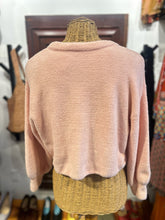 Load image into Gallery viewer, Alice + Olivia Pink Nylon Blend fuzzy Cropped Button Up Sweater
