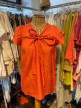 Load image into Gallery viewer, Stella McCartney Orange Silk/Cotton neck tie Short sleeve Top, Size 6
