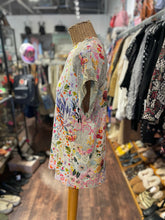 Load image into Gallery viewer, Johnny Was white &amp; multi Bamboo plants &amp; tiger tee shirt bat wing sleeves Top, Size S

