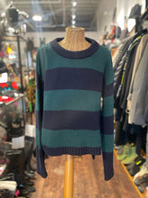 Load image into Gallery viewer, GOOP navy &amp; green Wool striped Knit Sweater, Size M
