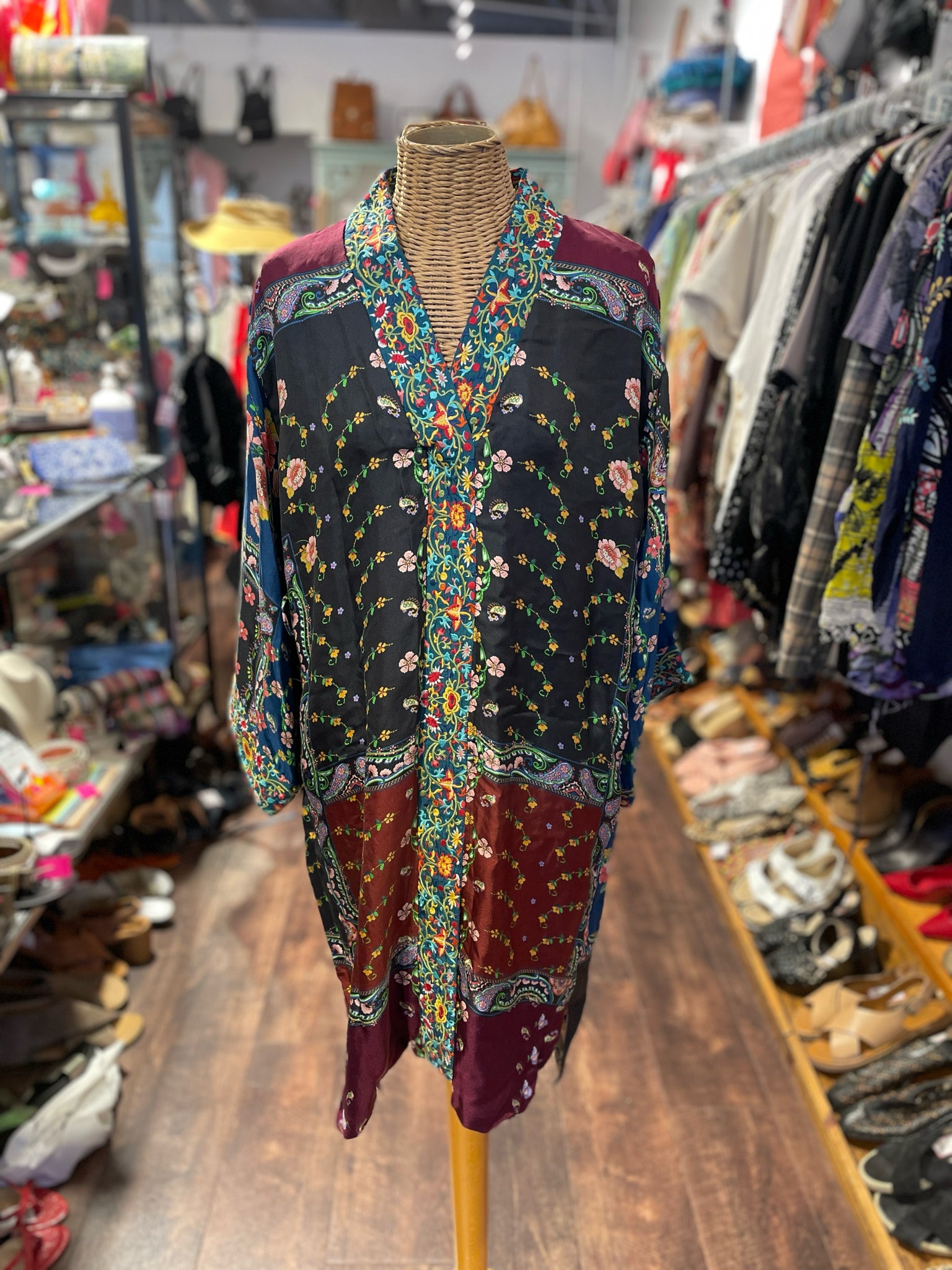Johnny Was multicolor Silk Printed Dress, Size M